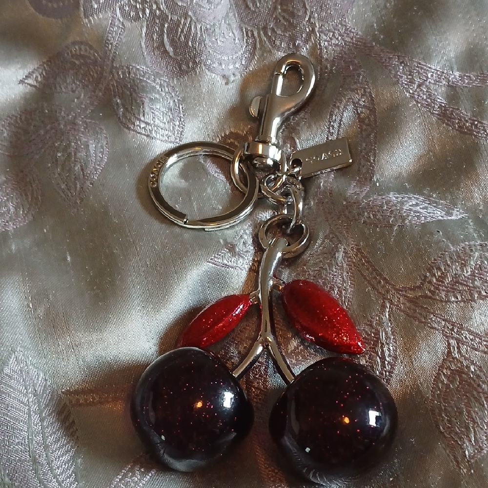 Cherry Keychain with Red and Silver Accentsblack Cherrp